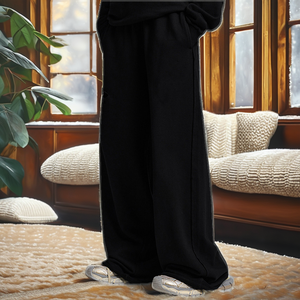420Gsm 100% Cotton Heavyweight Mid Men's Sweatpants Autumn Vintage Washed Loose Straight Drawstring Distressed <b>Fleece</b> <b>Pants</b> - Product Image 2