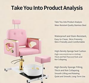 Nueva Silla de Salón de Belleza, Silla para Pedicura con Baño de Pies, Silla de Masaje de Pies con Altura Ajustable y Giratoria, Multifuncional - Product Image 3