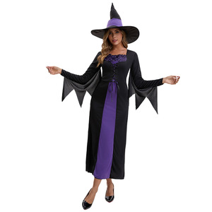 Disfraz de Bruja Malvada Morada, Talla Grande, para Halloween, Vestido para Actuaciones en Escenario, con Sombrero - Product Image 5