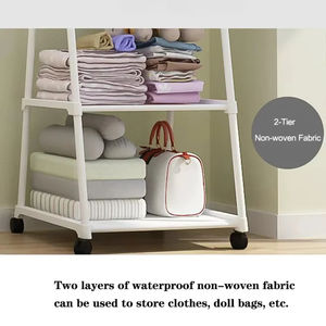 Porte-vêtements amovible sur pied avec étagères de rangement et roulettes - Product Image 3