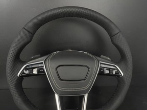 Volante Deportivo Personalizado con Base Plana Estilo S-Line |   Cuero Premium//Fibra de Carbono para Audi TT A7 A3 A4 A5 A6 Q3 Q5 Q7 <span class=keywords><strong>Serie</strong></span> S - Product Image 3