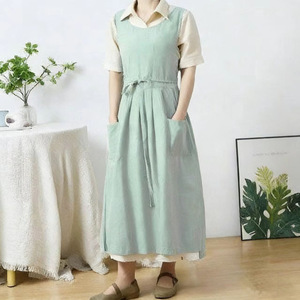<span class=keywords><strong>Tablier</strong></span> en coton transfrontalier, style européen et américain, version coréenne, <span class=keywords><strong>grande</strong></span> <span class=keywords><strong>taille</strong></span>, style japonais, avec bretelles et fentes gauche et droite, <span class=keywords><strong>robe</strong></span> tendance - Product Image 4