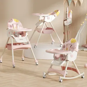 4 bir besleme bebek Vintage açık çocuklar kore bebek yüksek oturma katlanır sandalye taşınabilir ayarlanabilir yastık değiştirme