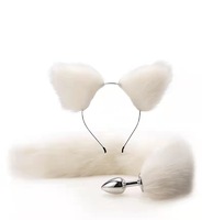 2 en 1 : Plug anal à queue de renard et queue de chat, avec clip de collier, pour usage extérieur, jouet sexuel pour adultes