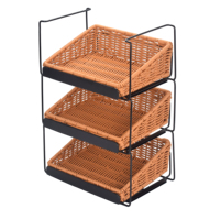 Étagère de rangement sur pied à quatre niveaux en osier tressé, multifonctionnelle, finition thermolaquée, pour bureau, avec compartiments
