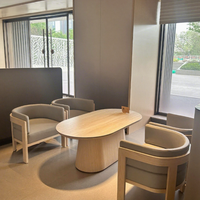 Ensemble table basse et chaises de loisirs pour hôtel, en bois, style commercial minimaliste moderne, pour hall d'entrée, espaces publics, maison d'hôtes, centre de loisirs