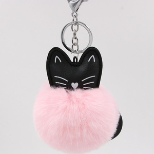 Dessin animé Kitty moelleux <span class=keywords><strong>pompon</strong></span> <span class=keywords><strong>porte</strong></span>-clés en plastique souple chat peluche <span class=keywords><strong>porte</strong></span>-clés sac breloques bricolage Animal fourrure Pom Pom <span class=keywords><strong>porte</strong></span>-clés - Product Image 2