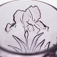 Verres à vin faits à la main de style floral vert rose violet, bord doré, verrerie multicolore, écologiques, capacité de 260 ml, gobelets