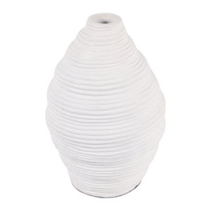 Vaso in ceramica rotondo bianco a coste, decorazione moderna per soggiorno, camera da letto, ufficio, esposizione su tavolo - Product Image 4