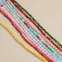 Perles de riz en coquillage naturel, 3x5mm 5x10mm, perles ovales en nacre colorées pour la fabrication de bijoux DIY, vente en gros