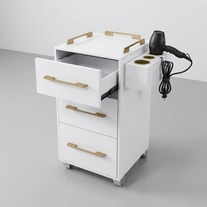 Nouveau Chariot de Salon en Bois Massif 2026 avec Rangement à 3 Niveaux, Chariot à Outils de Coiffure Moderne, Roues Universelles Silencieuses - Product Image 1