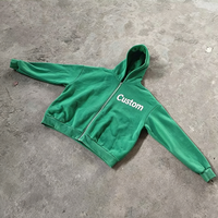 Veste à capuche zippée personnalisée de haute qualité, épaisse, avec appliques en strass et broderies, coupe classique, 100% coton velours, pour l'automne