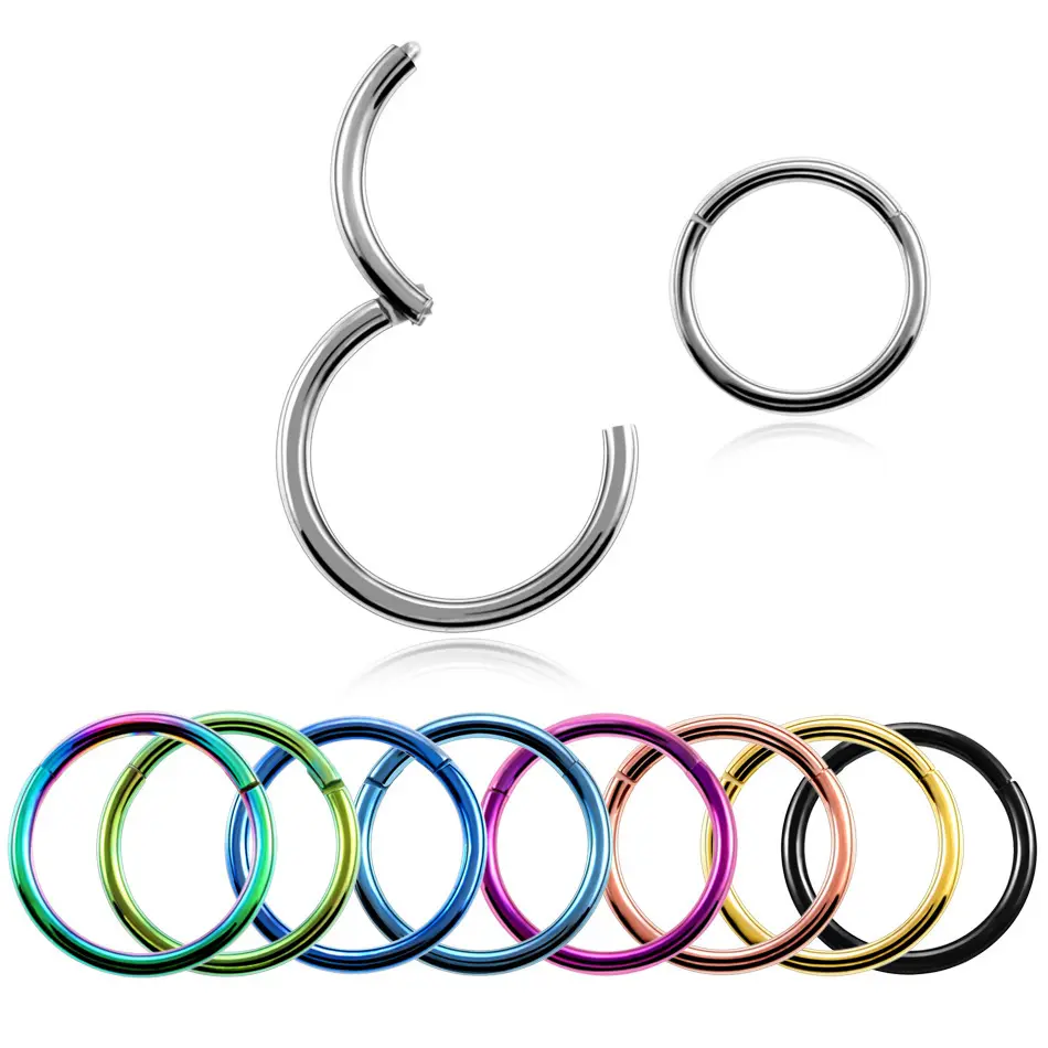 Wholesale 316L Hypoallergenic Surgical Stainless Steel Clicker Earrings Hinged Segment Hoop Nose Rings