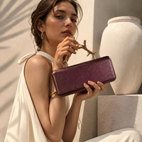 Sacs de soirée à poignée métallique au design irrégulier, sacs à main longs en polyester de style vintage, pochettes à fermeture magnétique, sacs de mariage