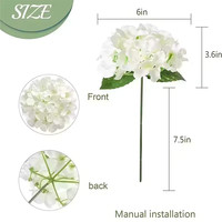 50 pcs Kepala Bunga Hydrangea Buatan Tangan Realistis dari Sutra Lembut Berbagai Warna dengan Daun untuk Pernikahan, Hari Valentine, Pesta, dan Acara
