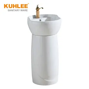 Modern Design Ceramic White Pedestal Basin Sink Two Piece Bathroom Wash Basin