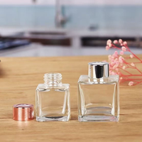 Flacon diffuseur de parfum vide de luxe 50ml 100ml 150ml 200ml 250ml 500ml avec bouchon en caoutchouc, cube transparent, couleur personnalisée