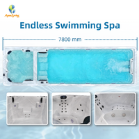 Piscina de Natación Infinita de Lujo, Spa de Acrílico con Sistema de Control Balboa y Jets de Masaje para Jardín de Villa Moderna