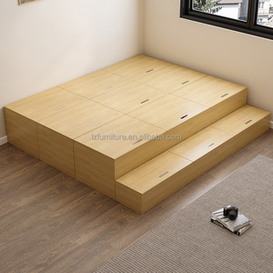 Low Price Compact Modular Storage Bed with Wooden Wardrobe Customizable <b>Small</b> Space Bedroom Furniture Sets For Studio Apartment - Product Image 5