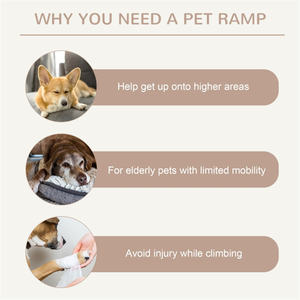 फोल्डेबल लकड़ी के पालतू रैंप समायोज्य 4-स्तर की ऊंचाई गैर-पर्ची कालीन कुत्ते रैंप एडजस्टेबल - Product Image 2
