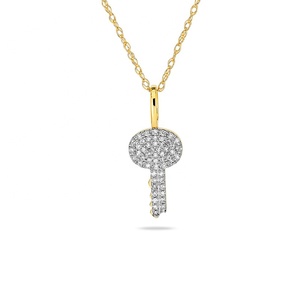 Milskye hip hop joyería 925 plata esterlina 18K chapado en oro pavé zirconia llave colgante mujeres clavícula cadena collar - Product Image 1