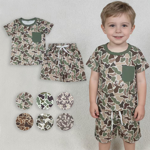 Précommande MOQ 5 Tenues d'été pour filles imprimé camouflage en Spandex doux/Coton biologique Vente en gros Vêtements assortis Nouveauté Tendance - Product Image 1
