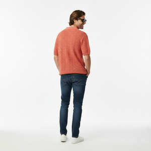 Col Johnny pour polos <span class=keywords><strong>homme</strong></span>, manches courtes, tissage ouvert, tailles L M XL 2XL, respirant, 90% coton lin, motif uni, fil - Product Image 2