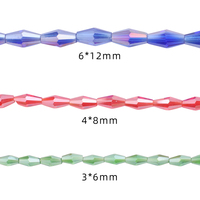 Perles de cristal couleur AB 3x6mm 4x8mm 6x12mm, perles en verre à facettes biconiques longues, matériel artisanal en vrac pour la fabrication de bijoux DIY