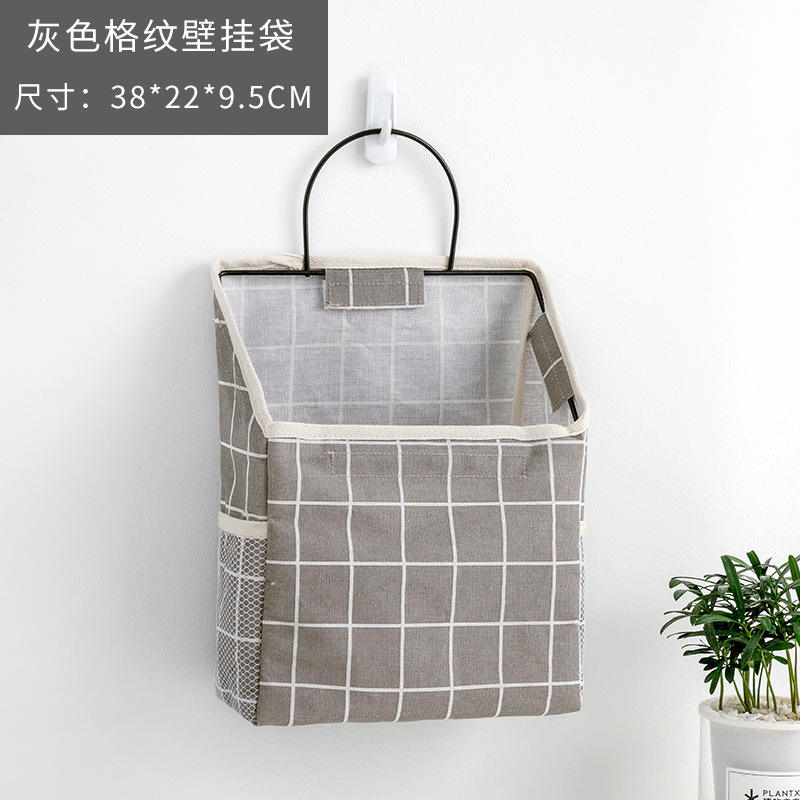 กระเป๋าแขวนผนังลายทางสีเทา (รวมตะขอ)