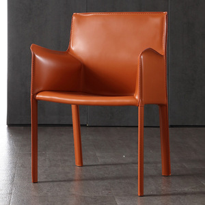 Stile italiano autentico autentico autentico vero grado Top grano pelle di mucca sella sedia da pranzo braccio ristorante soggiorno - Product Image 1