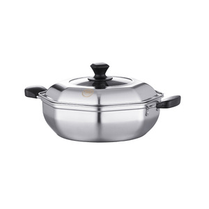 Casserole en acier inoxydable 6,1L-10L compatible induction avec couvercle, pour soupes et bouillons - Product Image 1