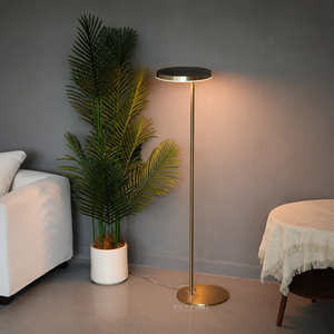 Simple Nordic Style Floor Lamp Brass Base Disc Led <b>Light</b> For Reading Corner <b>Indoor</b> Decoration - Product Image 4