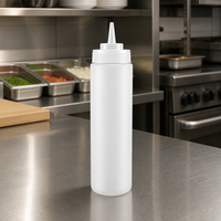 Bouteille de sauce à presser, contrôle des portions, PP de qualité alimentaire, 24 oz, blanche, rechargeable, pour restaurant, buffet
