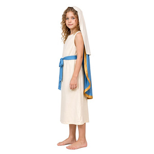 Conjunto de Disfraz de Pastora sin Mangas para Niñas, Túnica Blanca, Cinturón Azul, Chal, Disfraz para Juego de Rol de Historias Bíblicas, Vestido de Fiesta de Cosplay - Product Image 2