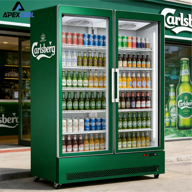 Commercial Glass Door Refrigerator Display Double Door Fridge