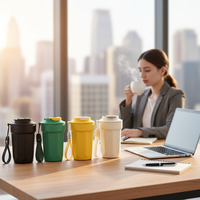 Mug isotherme portable personnalisé avec logo d'entreprise et sangle de poignet – Cadeau promotionnel pour voyage