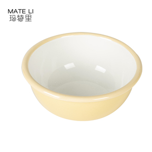 Logotipo personalizado impreso rosa amarillo cocina cuenco fresco promocional 0.45L esmalte cuenco para mezclar con borde enrollado - Product Image 3