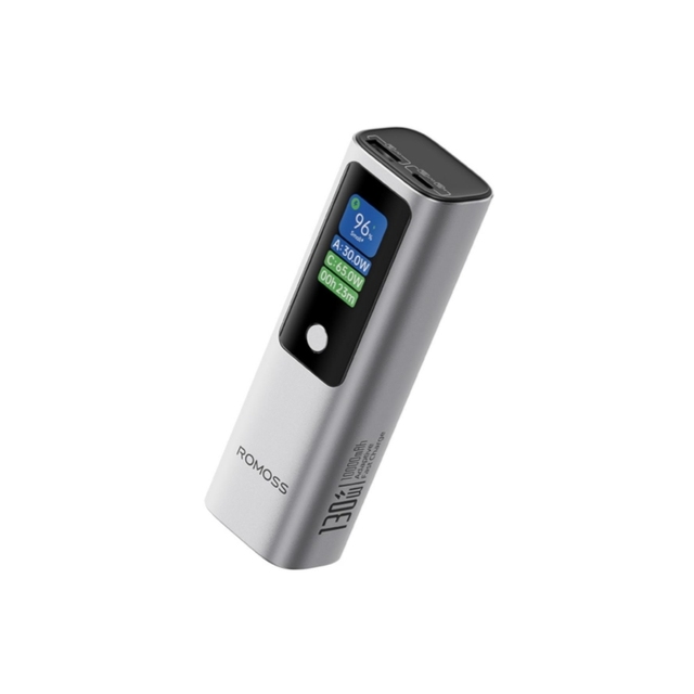 ROMOSS Silvery High Capacity 10000mAh 130W Type-C Fast Charging Portable Power Bank Aluminum Alloy for Telephone Power Station