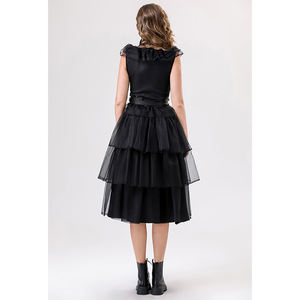 Disfraz familiar Vestido de gasa negro Estilo de Halloween Disfraz de espectáculo de bruja Vestido de vampiro para mujer - Product Image 6