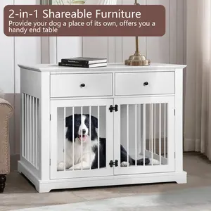 Luxury Large Dog House Indoor Pet Kennel Cages Houses In Solid Metal And Wood Material