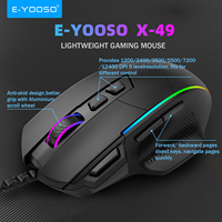 Mouse Gaming ergonomis optikal 12400 DPI, Mouse Gaming berkabel murah USB RGB Backlit komputer dapat diprogram kabel
