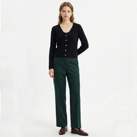 Cardigan en cachemire rayé personnalisé avec logo, vente en gros, pull décontracté à col en V pour femme, veste en tricot uni, vente directe d'usine