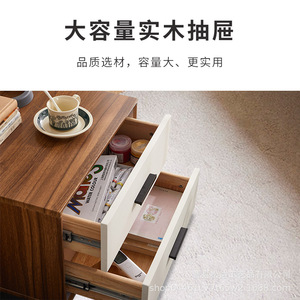 Solid wood bedside <b>table</b>, solid wood bedroom furniture, Nordic style storage cabinet, suitable for <b>small</b> and medium-sized - Product Image 5