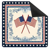 Tapete de Lujo para Mesa de Mahjong Estilo Americano, Diseño Floral con Temática de Banderas, Superficie de Neopreno de 33 Pulgadas, 3mm de Grosor, Bordes Cosidos, Impermeable