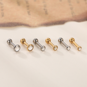 Lingchee ASTM F136 Piercings en titane pour cartilage, labret et nez, avec zircon serti, bijoux de corps - Product Image 3