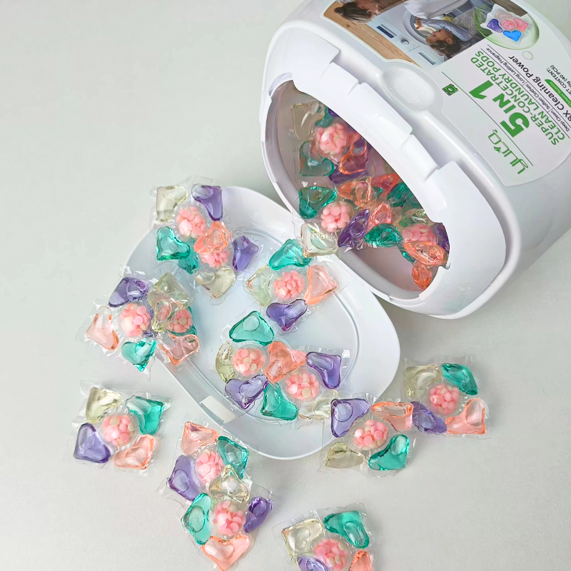 OEM Private Label Laundry Washing Capsules Remove Stain Anti Mite 5 in 1 Laundry Pods with Scent Booster Beads