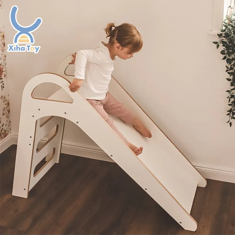 XIHA Oem/Odm Foldable Kids Wooden Slides Indoor Baby Home Playground Children Wooden Slide Play Set