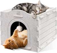 Maison pour chat en feutre en forme de château à plusieurs niveaux avec balles de jeu, abri intérieur pour animaux de compagnie