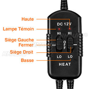 1 paire de coussins chauffants universels pour siège de voiture 12V, housses de siège chauffantes 30W-38W, 45-65 degrés, coussin chauffant réglable pour voiture - Product Image 6