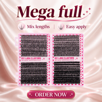 Bulu Mata Palsu Mewah Buatan Tangan Grosir, Model Spike DIY Cluster Lashes Individual Mix CD Natural,  Lash Clusters Tray Kit